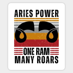 Funny Aries Zodiac Sign - Aries Power, One Ram, Many Roars Magnet